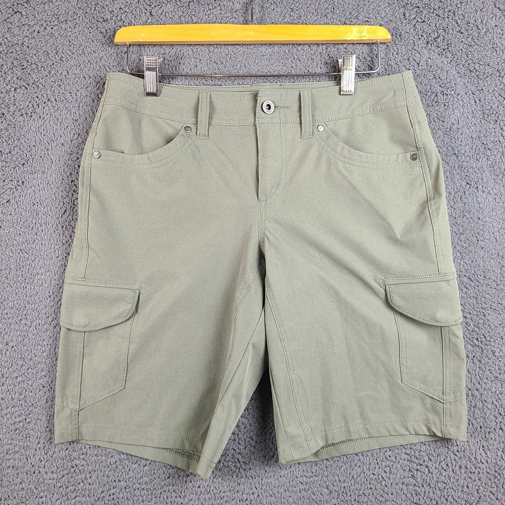 Kuhl Freeflex Cargo Shorts Womens 6 Olive Green Hiking Outdoor Performance 10"